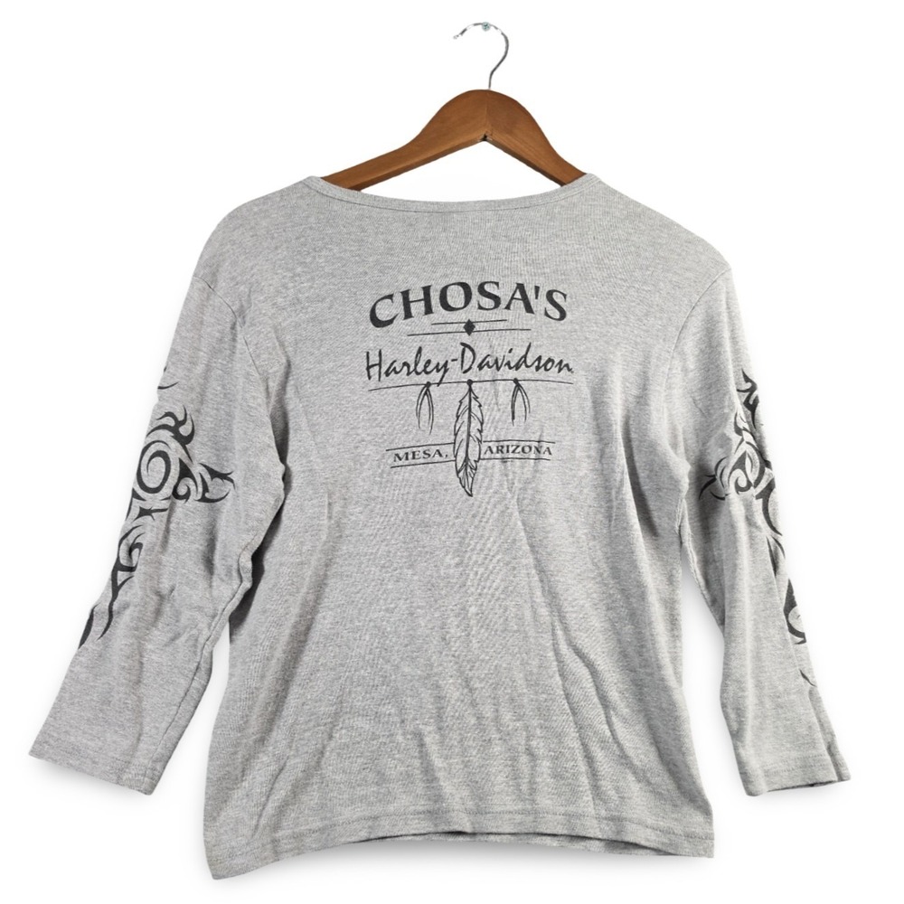 Harley-Davidson Chosa's Mesa Arizona L Tribal Long Sleeve T-Shirt Gray Large - Picture 2 of 9